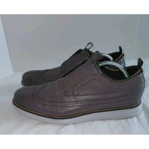 Cole Haan Mens 8M Grand Long Wingtip Novelty Oxford C24904 Grey Shoe NO LACES